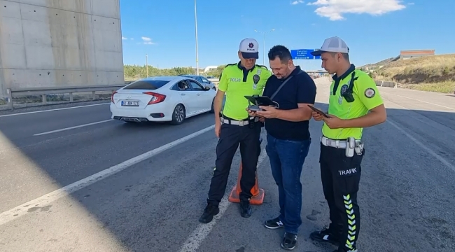 Kilit Kavşak'ta dronlu trafik denetimi